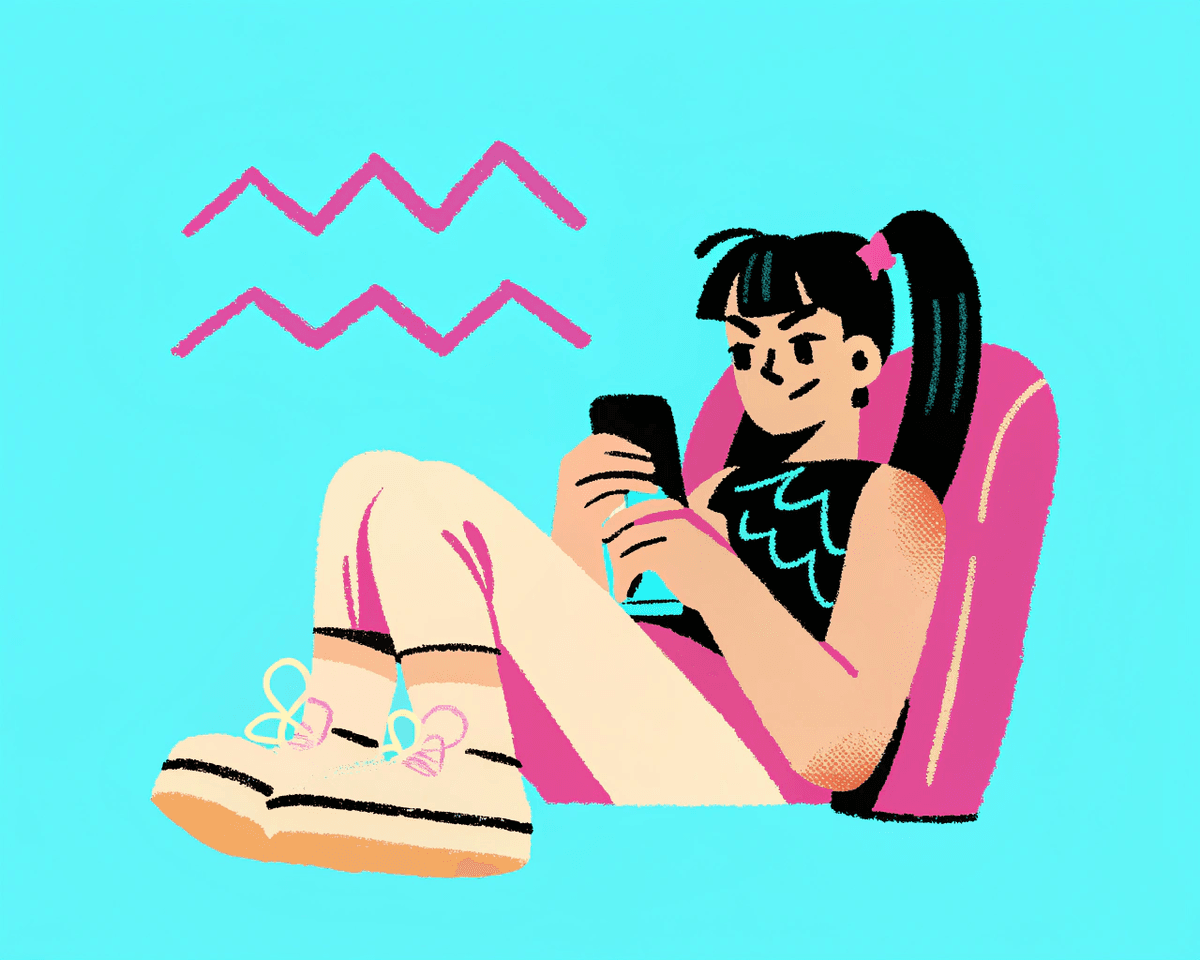 Illustration of Aquarius texting patterns in modern dating