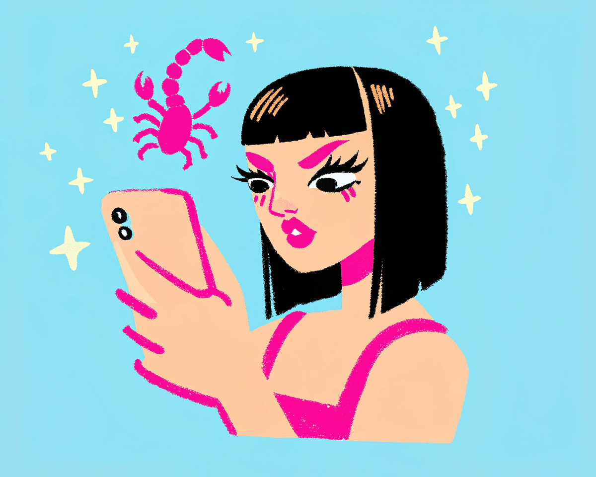 Illustration of Scorpio texting patterns in modern dating